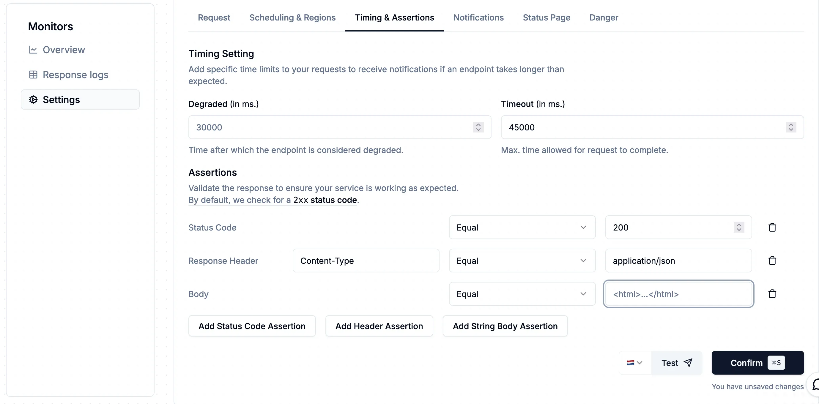 Monitor assertions