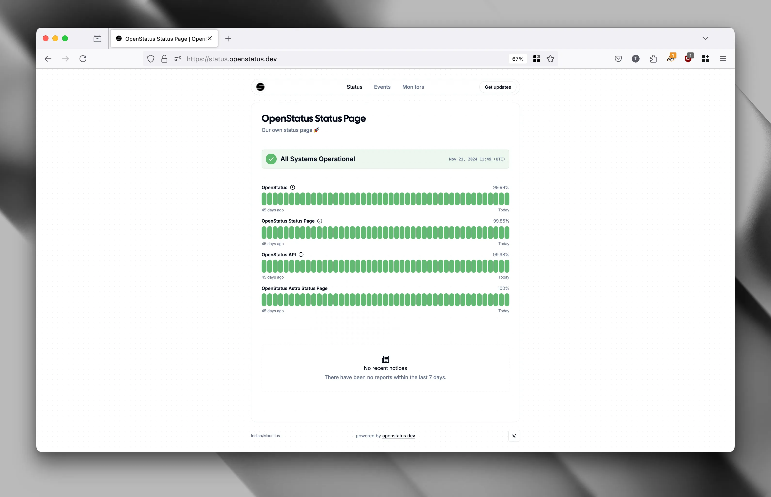 OpenStatus status page